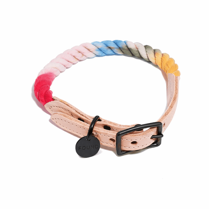 The Henri Ombre Cotton Rope Cat & Dog Collar – Matte Black HardwareDog CollarsFound My AnimalXS