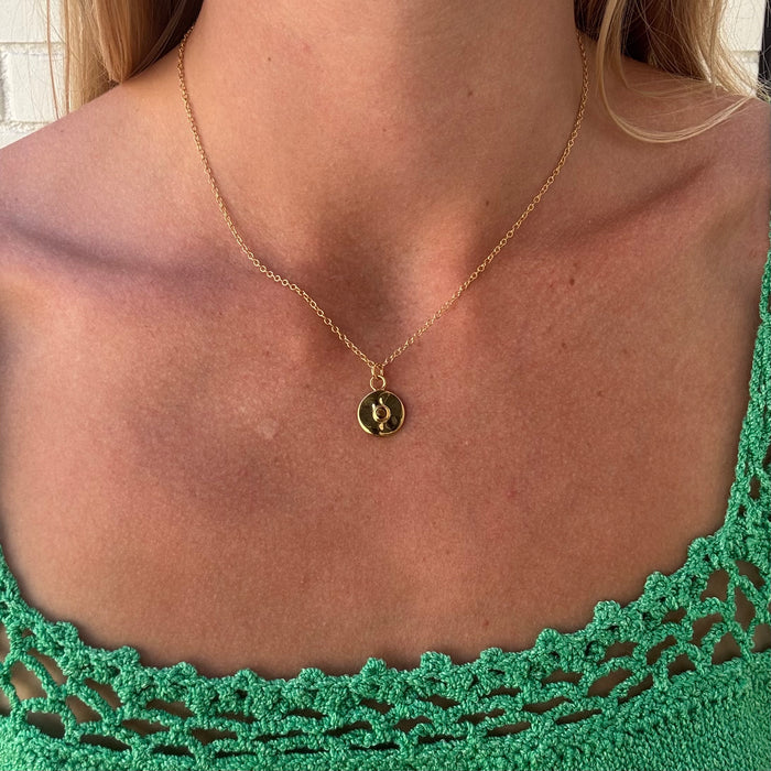 Tiger's Eye Disc Pendant Necklace