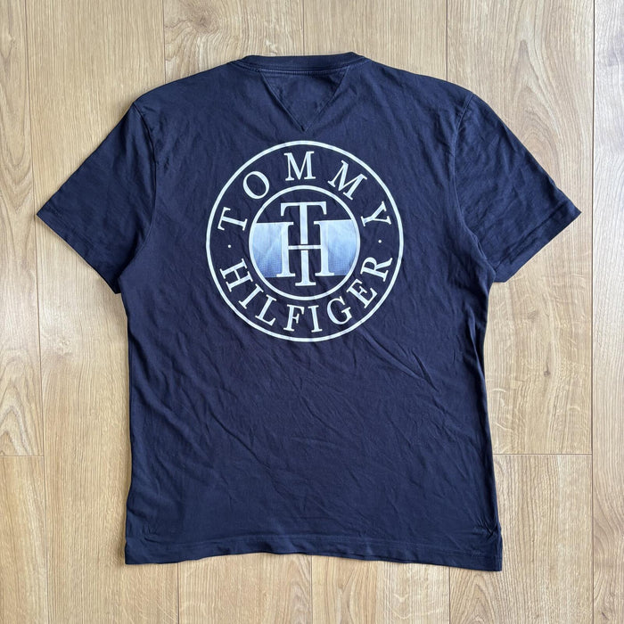 Tommy Hilfiger Large Back Logo T Shirt Navy Organic Cotton