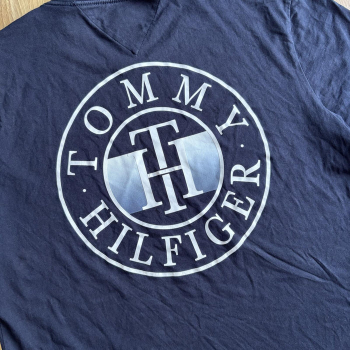 Tommy Hilfiger Large Back Logo T Shirt Navy Organic Cotton