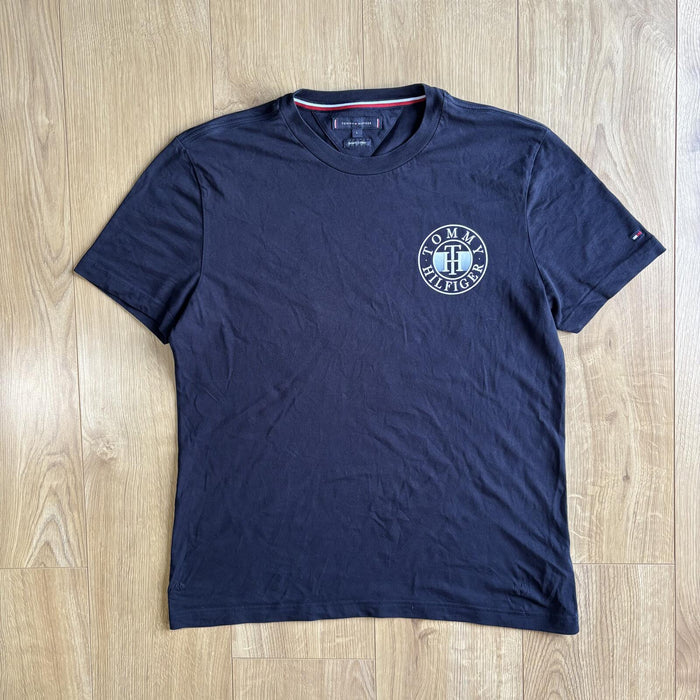 Tommy Hilfiger Large Back Logo T Shirt Navy Organic Cotton