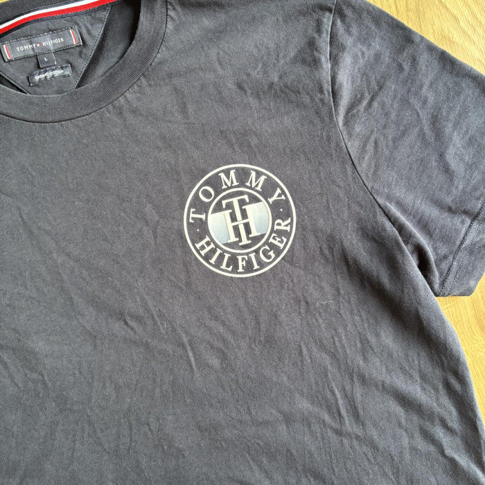 Tommy Hilfiger Large Back Logo T Shirt Navy Organic Cotton