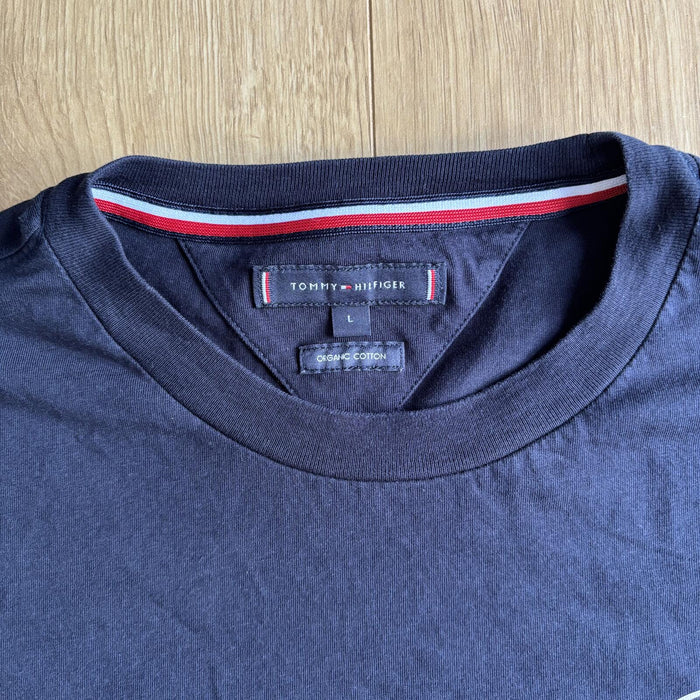 Tommy Hilfiger Large Back Logo T Shirt Navy Organic Cotton