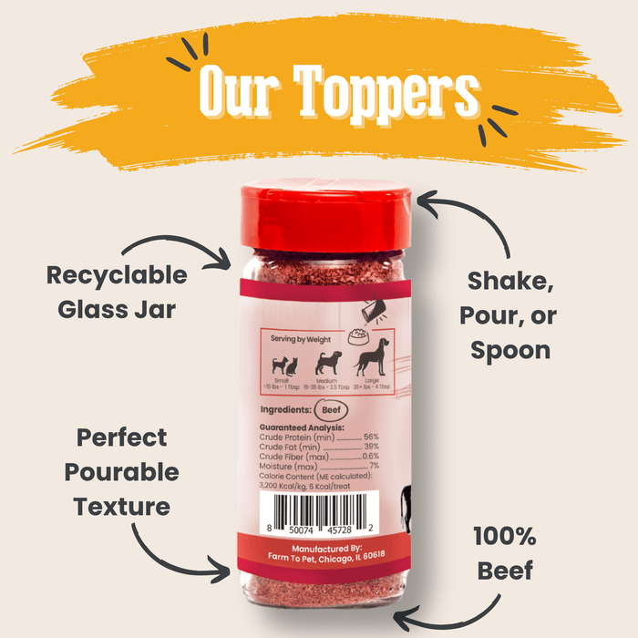 Treat Topper Beef Dog Food Topper | Powdered Meal Topper for PetsDog TreatsFound My Animal