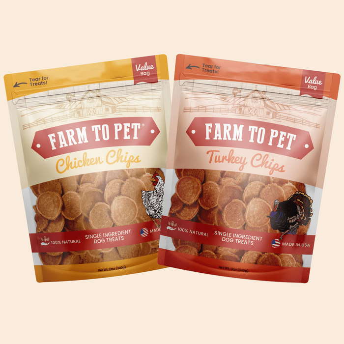 Turkey & Chicken Chip Dog Treat Duo | Single-Ingredient Poultry Treats for DogsDog TreatsFound My AnimalValue 12oz Bundle