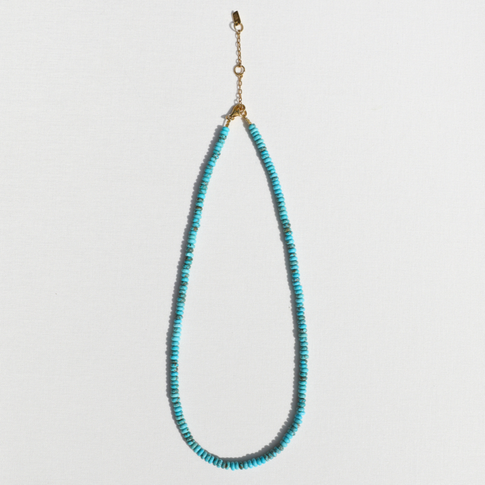 Turquoise Beaded Necklace - Gold