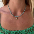 Turquoise Beaded & Pearl Teardrop Pendant Necklace