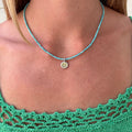 Turquoise Beaded & Two Tone Pendant Necklace B