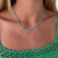 Turquoise Beaded & Two Tone Pendant Necklace C