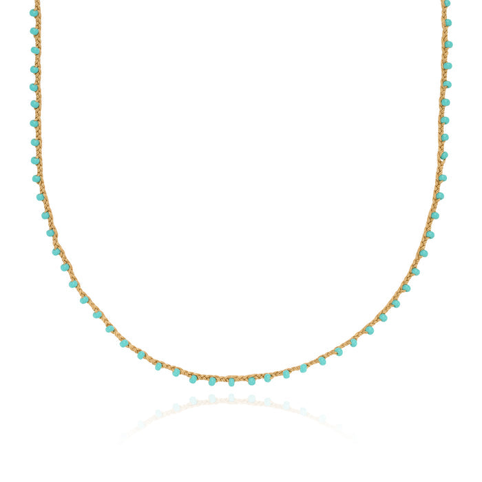Turquoise Beaded Woven Necklace