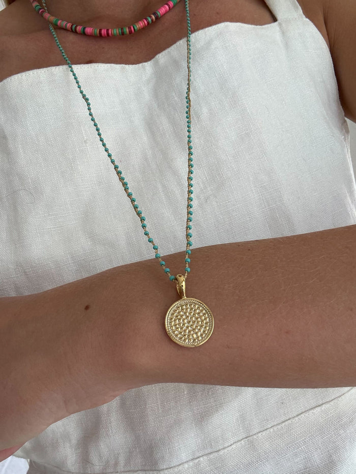 Turquoise Beaded Woven Necklace