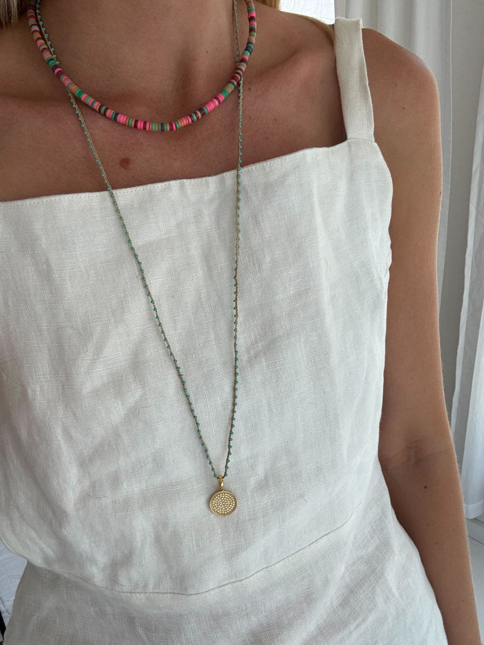 Turquoise Beaded Woven Necklace