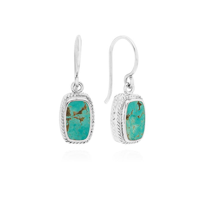 Turquoise Cushion Earrings - Silver