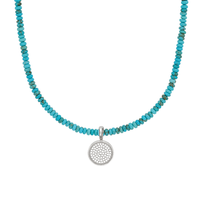 Turquoise Removable Pendant Necklace - Silver