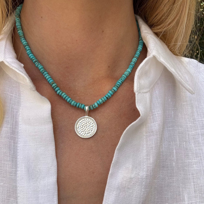 Turquoise Removable Pendant Necklace - Silver