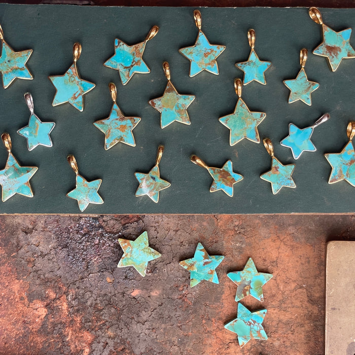 Turquoise Star Charm - Large Silver