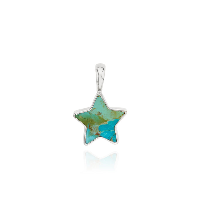Turquoise Star Charm - Medium Silver