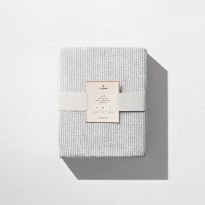 M32859FCS,Babyletto Kids,Uchi Montessori-Inspired House Full Bed Canopy in Fog Chatham Stripe Eco-Weave
