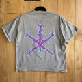 Unknown Grey Graphic T Shirt Size M Purple Blue Logo Streetwear Y2K