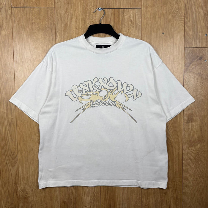 Unknown London Oversized Boxy Heavyweight Graphic T Shirt White Medium