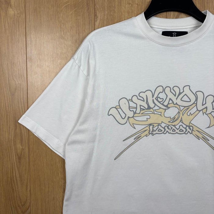 Unknown London Oversized Boxy Heavyweight Graphic T Shirt White Medium