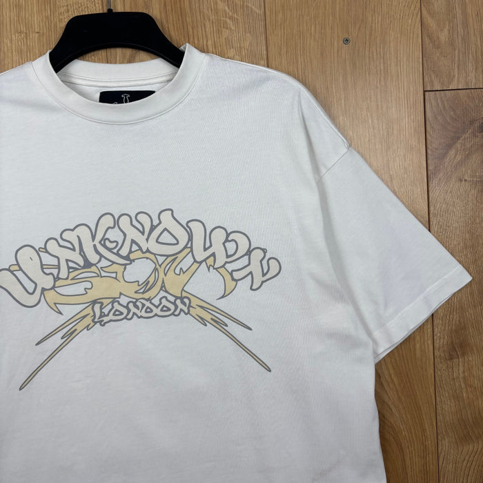 Unknown London Oversized Boxy Heavyweight Graphic T Shirt White Medium