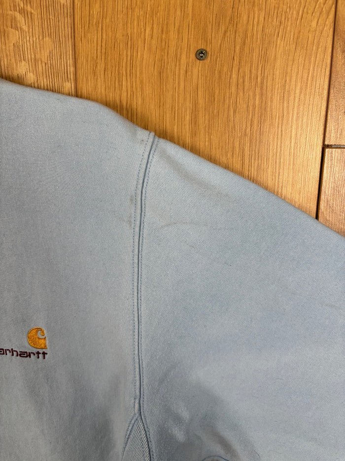 Vintage Carhartt Baby Blue Embroidered Logo Sweatshirt Crewneck Jumper Medium