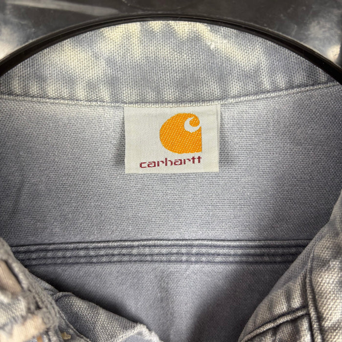 Vintage Carhartt Work Shirt Heavyweight Canvas Blue Grey Distressed Faded