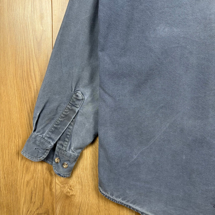 Vintage Carhartt Work Shirt Heavyweight Canvas Blue Grey Distressed Faded