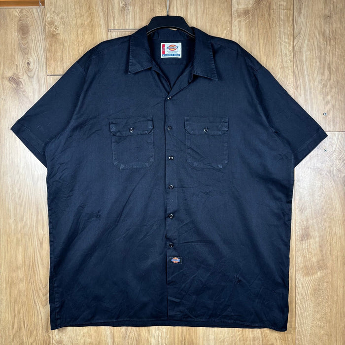 Vintage Dickies Black Work Shirt 2XL Short Sleeve Utility Button Up Skate Y2K