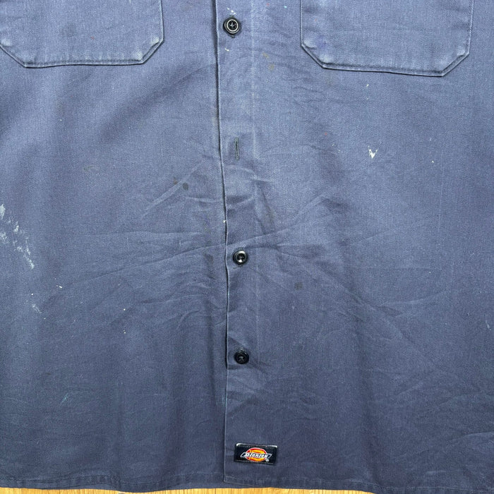 Vintage Dickies Navy Work Shirt 2XL Long Sleeve Utility Button Up Y2K