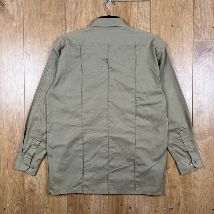 Vintage Dickies Work Shirt Medium Khaki Long Sleeve Utility Chore Shirt