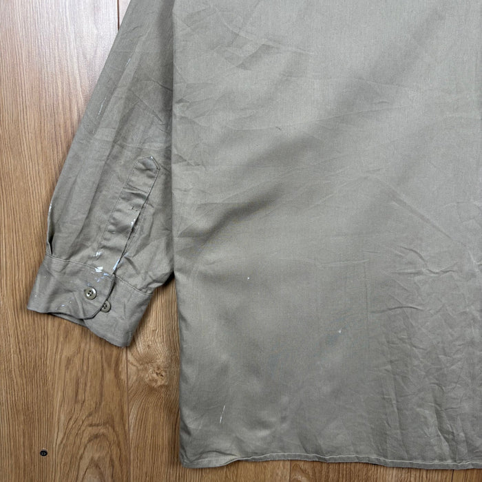Vintage Dickies Work Shirt XL Beige Paint Splatter Utility Workwear Skate