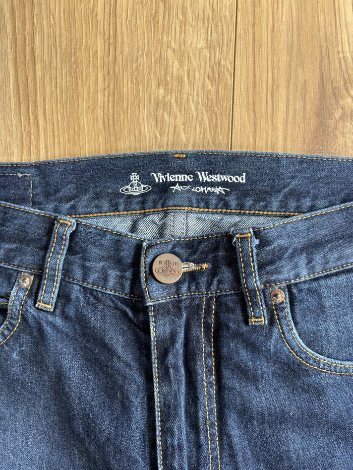 Vivienne Westwood Anglomania Orb Print Dark Wash Tapered Jeans W30