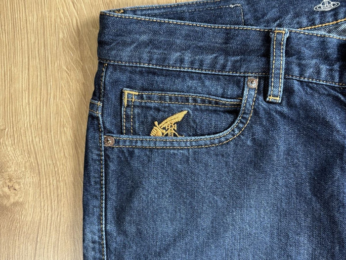Vivienne Westwood Anglomania Orb Print Dark Wash Tapered Jeans W30