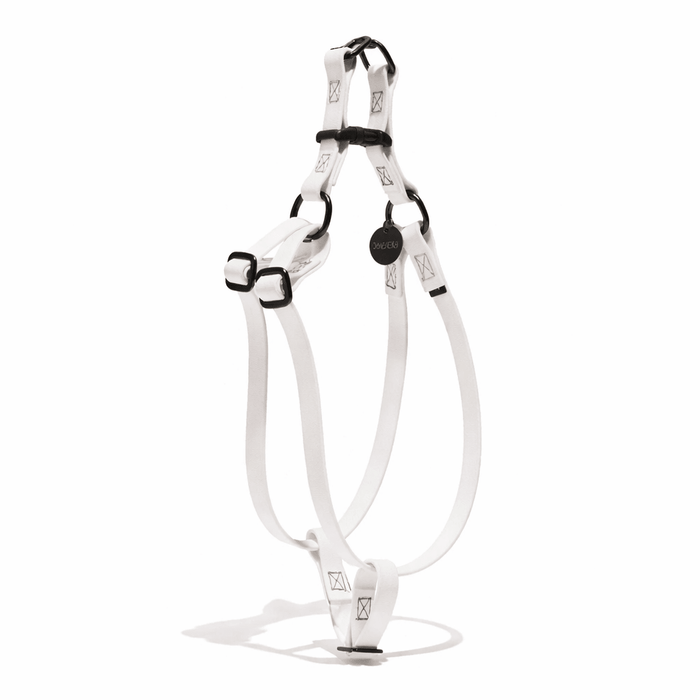 Water Resistant Cat & Dog Harness – White with Matte Black Hardware | Durable, Adjustable & All-WeatherDog & Cat HarnessesFound My AnimalXS