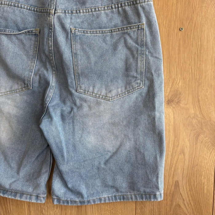 Y2K Baggy Light Wash Denim Jorts Shorts Skater Hip Hop Wide Leg Size M