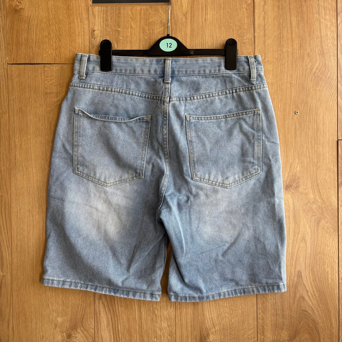 Y2K Baggy Light Wash Denim Jorts Shorts Skater Hip Hop Wide Leg Size M