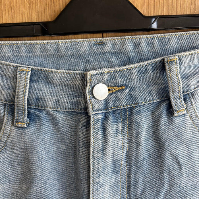 Y2K Baggy Light Wash Denim Jorts Shorts Skater Hip Hop Wide Leg Size M