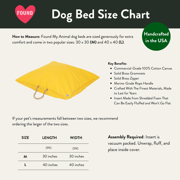 Yellow Waxed Cotton Canvas Dog BedDog BedsFound My AnimalM